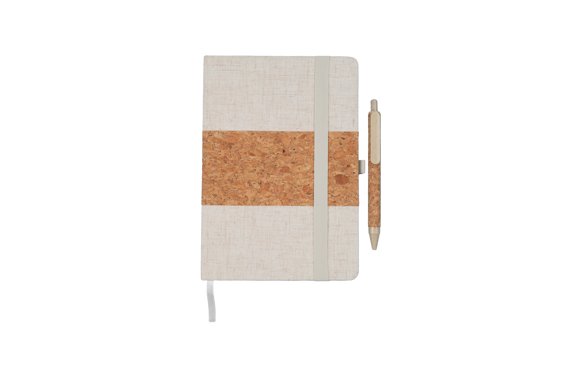 ERDUDFYL - Cork+RPET Notebook and Bamboo Pen Gift Set